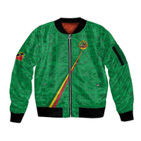 Custom Saint Kitts And Nevis Football Sleeve Zip Bomber Jacket Sugar Boyz Green Version - Wonder Print Shop