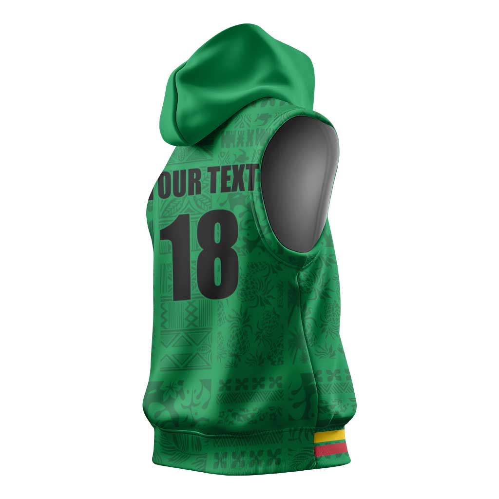 Custom Saint Kitts And Nevis Football Sleeveless Hoodie Sugar Boyz Green Version - Wonder Print Shop