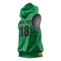 Custom Saint Kitts And Nevis Football Sleeveless Hoodie Sugar Boyz Green Version - Wonder Print Shop