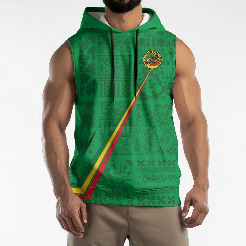 Custom Saint Kitts And Nevis Football Sleeveless Hoodie Sugar Boyz Green Version - Wonder Print Shop