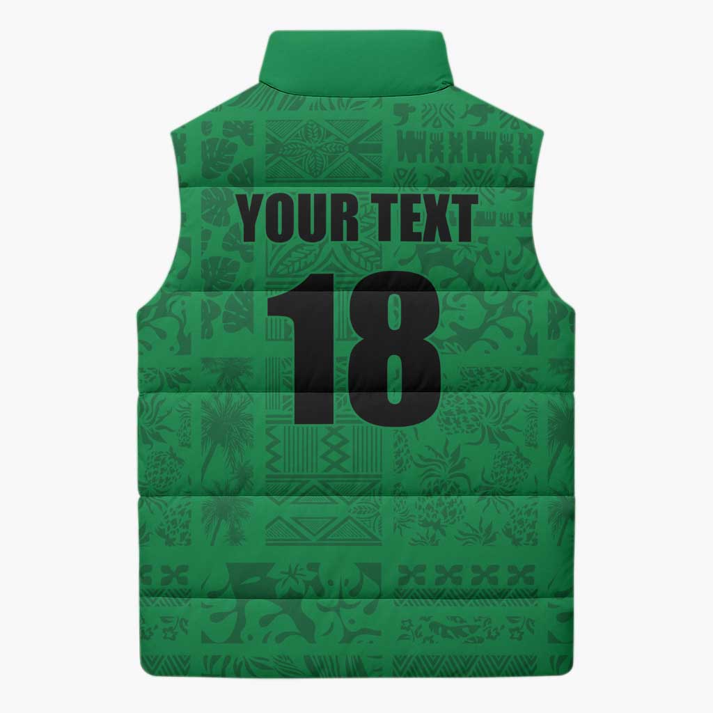 Custom Saint Kitts And Nevis Football Sleeveless Puffer Jacket Sugar Boyz Green Version - Wonder Print Shop