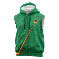 Custom Saint Kitts And Nevis Football Sleeveless Zip Hoodie Sugar Boyz Green Version - Wonder Print Shop