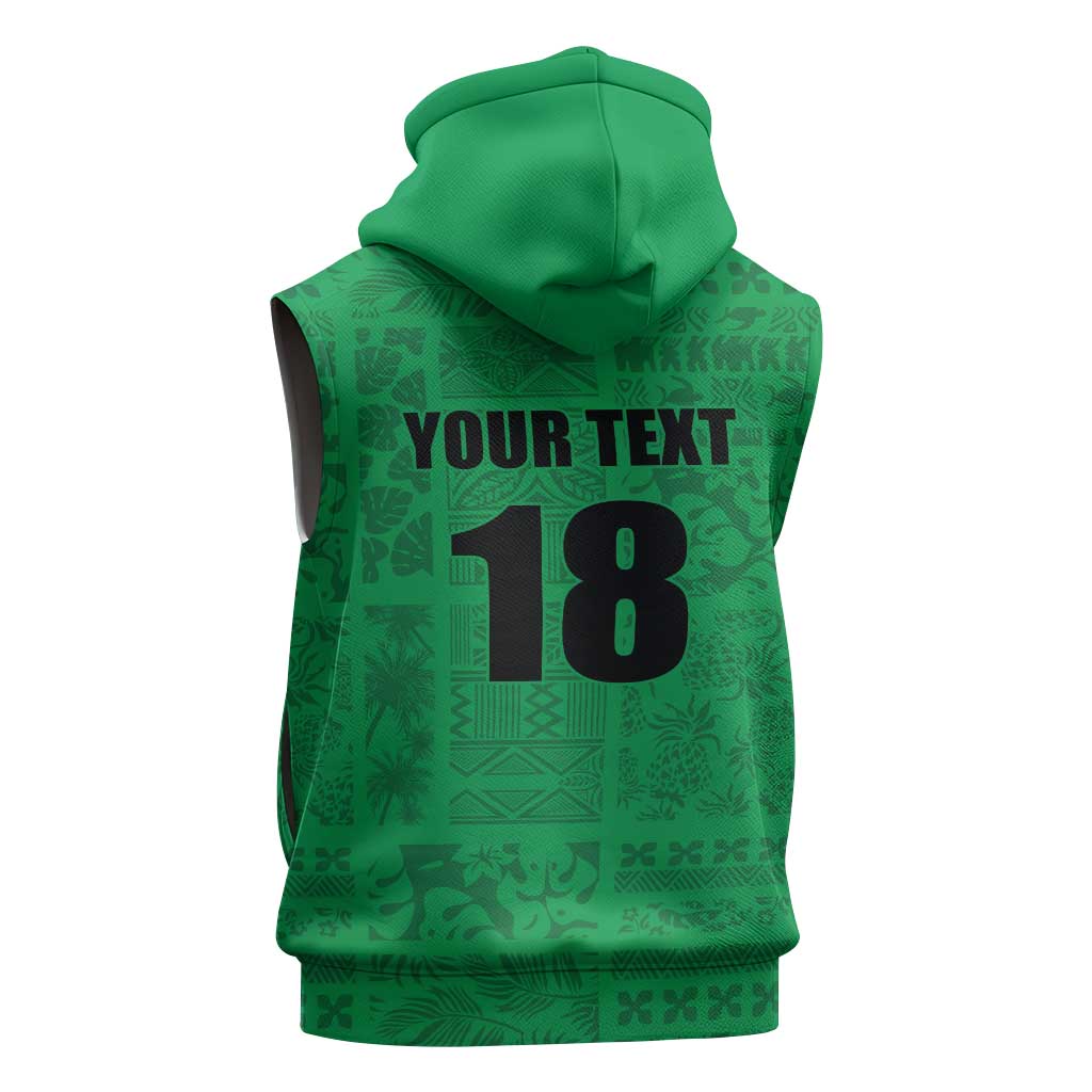 Custom Saint Kitts And Nevis Football Sleeveless Zip Hoodie Sugar Boyz Green Version - Wonder Print Shop