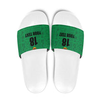 Custom Saint Kitts And Nevis Football Slide Sandals Sugar Boyz Green Version - Wonder Print Shop