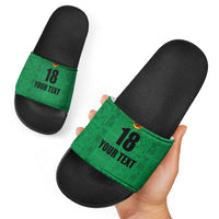 Custom Saint Kitts And Nevis Football Slide Sandals Sugar Boyz Green Version - Wonder Print Shop