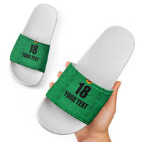 Custom Saint Kitts And Nevis Football Slide Sandals Sugar Boyz Green Version - Wonder Print Shop