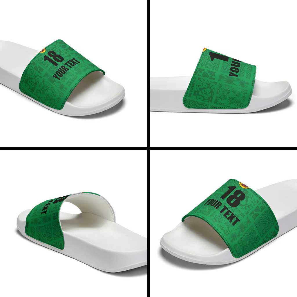 Custom Saint Kitts And Nevis Football Slide Sandals Sugar Boyz Green Version - Wonder Print Shop