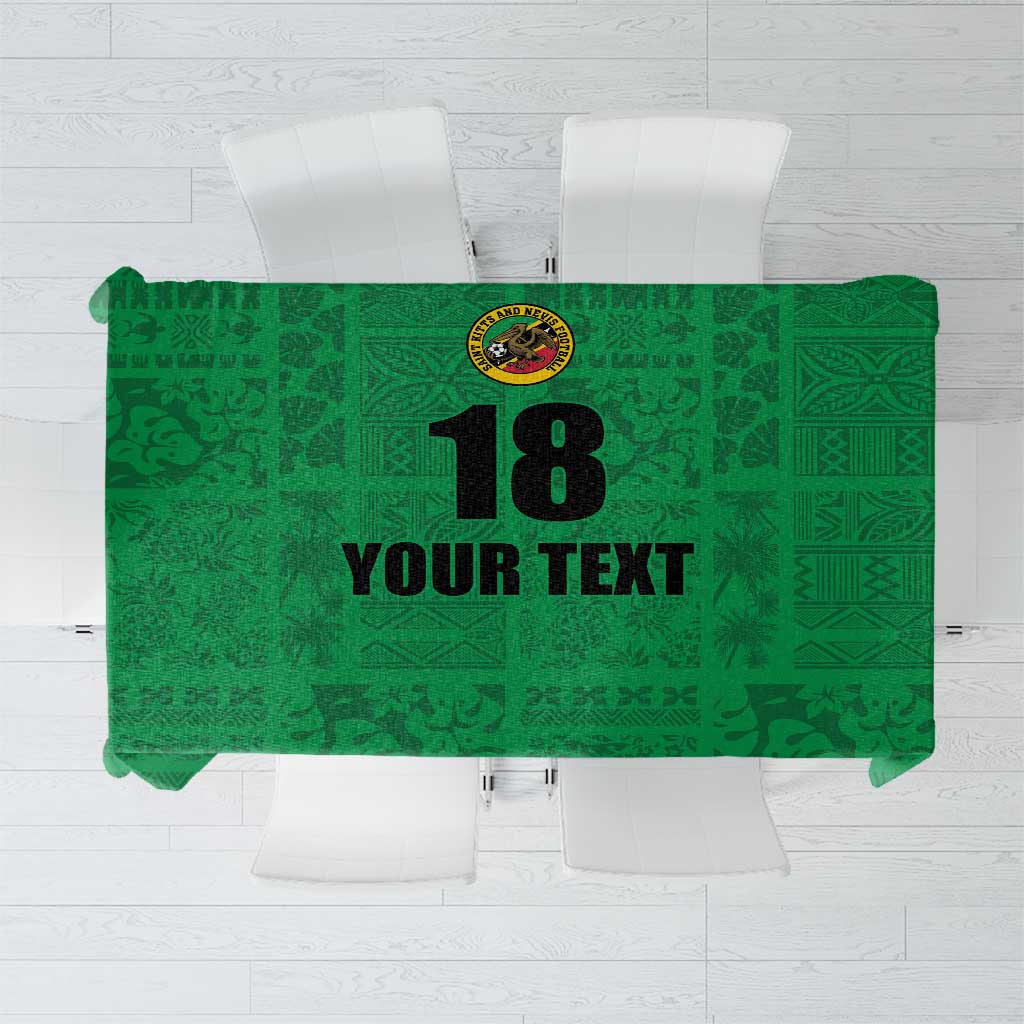 Custom Saint Kitts And Nevis Football Tablecloth Sugar Boyz Green Version - Wonder Print Shop