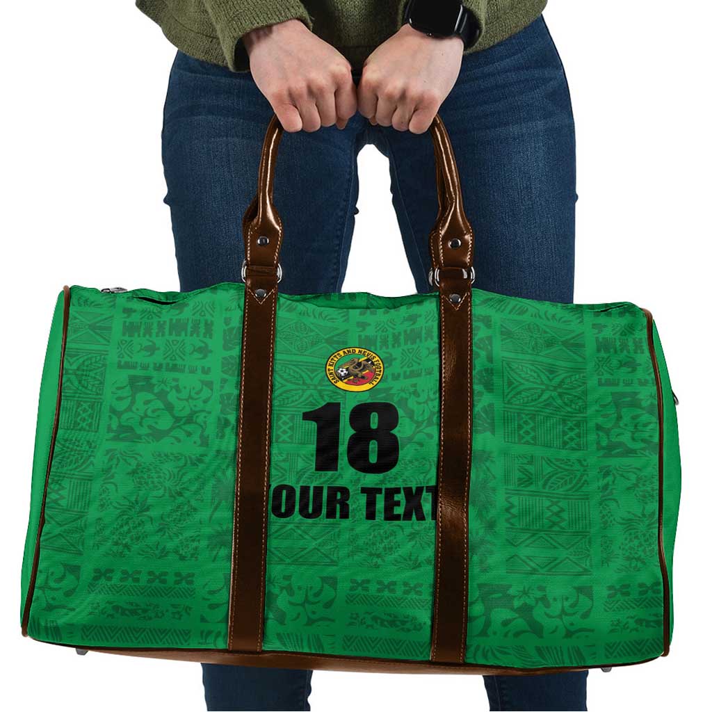 Custom Saint Kitts And Nevis Football Travel Bag Sugar Boyz Green Version - Wonder Print Shop