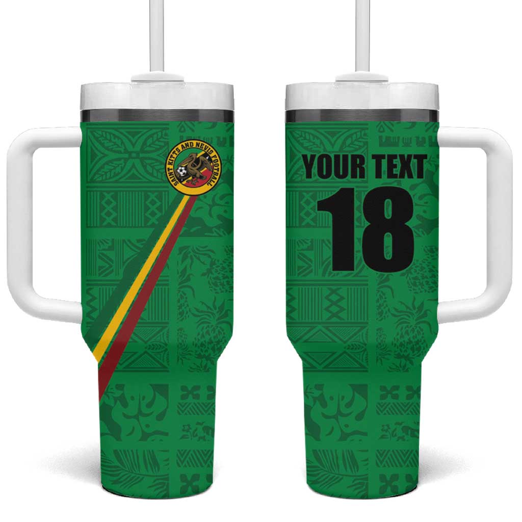 Custom Saint Kitts And Nevis Football Tumbler With Handle Sugar Boyz Green Version - Wonder Print Shop