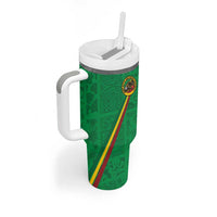 Custom Saint Kitts And Nevis Football Tumbler With Handle Sugar Boyz Green Version - Wonder Print Shop
