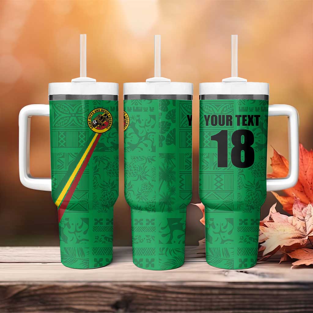 Custom Saint Kitts And Nevis Football Tumbler With Handle Sugar Boyz Green Version - Wonder Print Shop