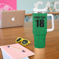Custom Saint Kitts And Nevis Football Tumbler With Handle Sugar Boyz Green Version - Wonder Print Shop