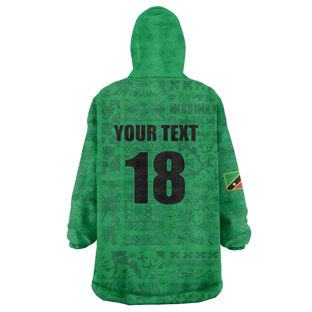 Custom Saint Kitts And Nevis Football Wearable Blanket Hoodie Sugar Boyz Green Version - Wonder Print Shop