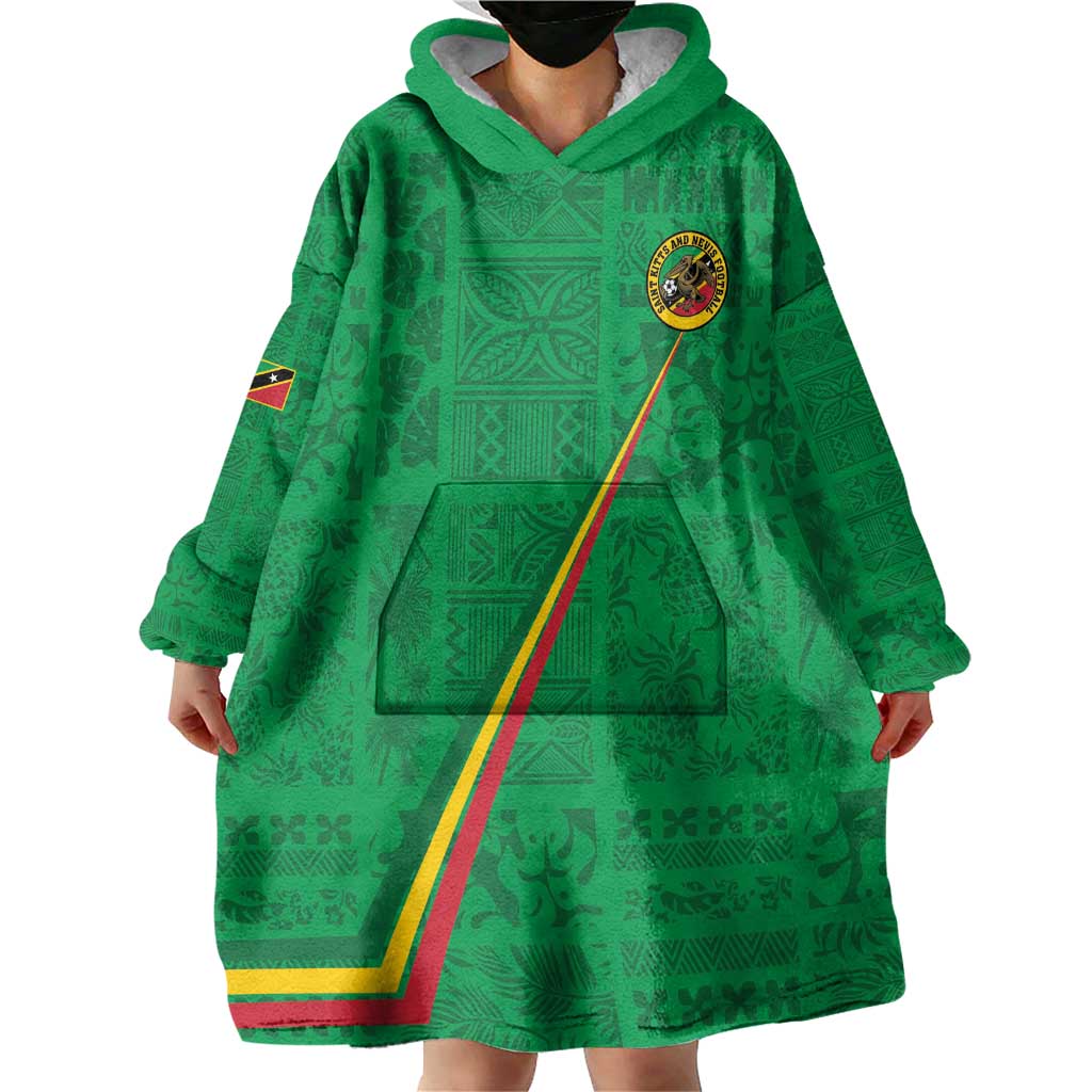 Custom Saint Kitts And Nevis Football Wearable Blanket Hoodie Sugar Boyz Green Version - Wonder Print Shop