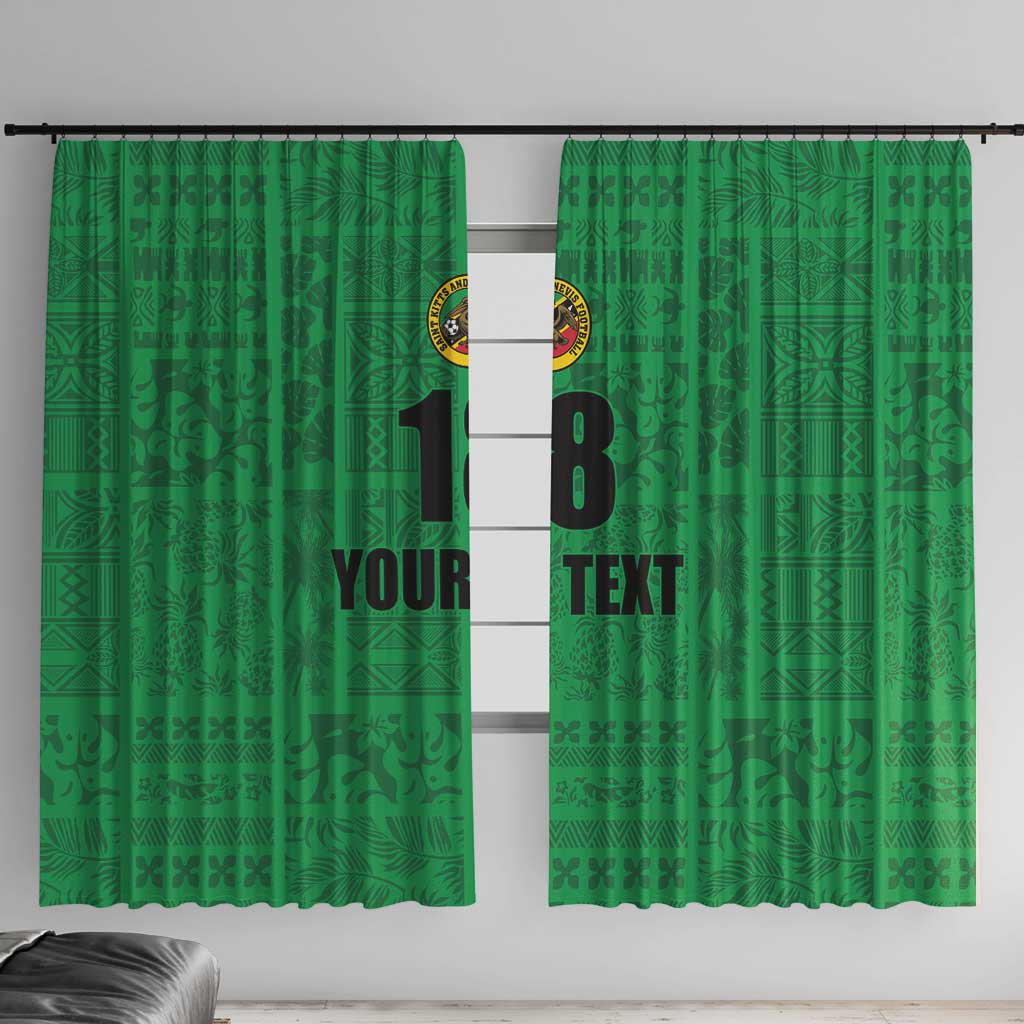 Custom Saint Kitts And Nevis Football Window Curtain Sugar Boyz Green Version - Wonder Print Shop