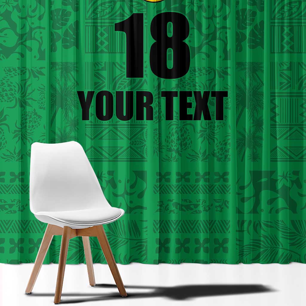 Custom Saint Kitts And Nevis Football Window Curtain Sugar Boyz Green Version - Wonder Print Shop