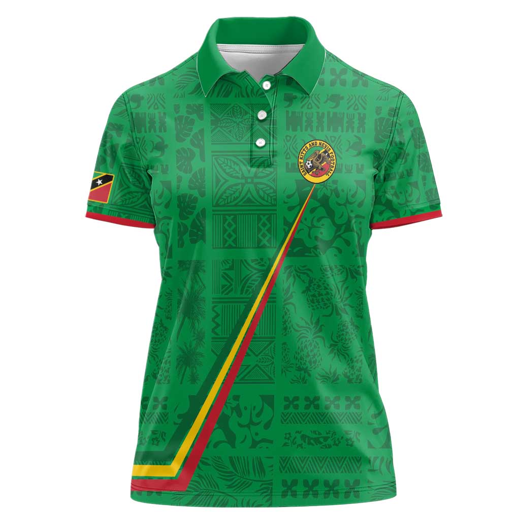 Custom Saint Kitts And Nevis Football Women Polo Shirt Sugar Boyz Green Version - Wonder Print Shop