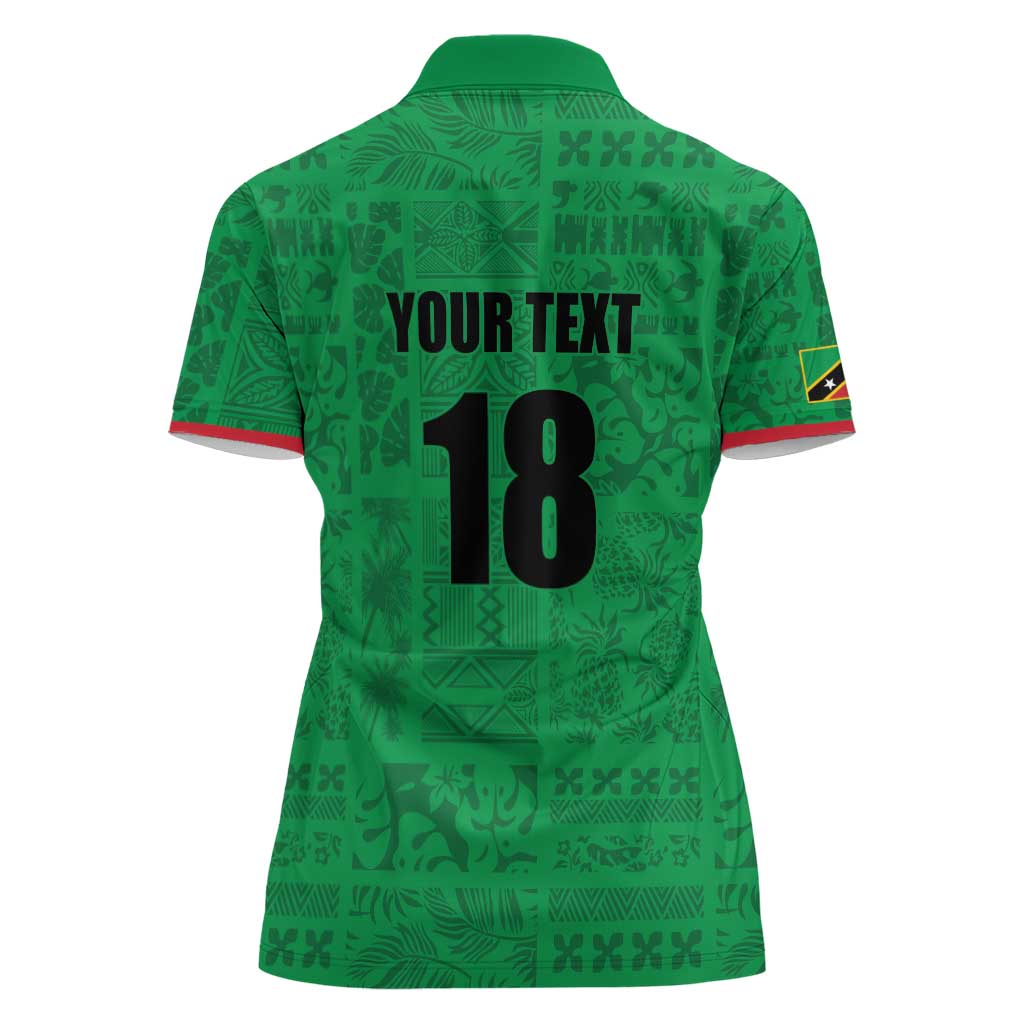 Custom Saint Kitts And Nevis Football Women Polo Shirt Sugar Boyz Green Version - Wonder Print Shop