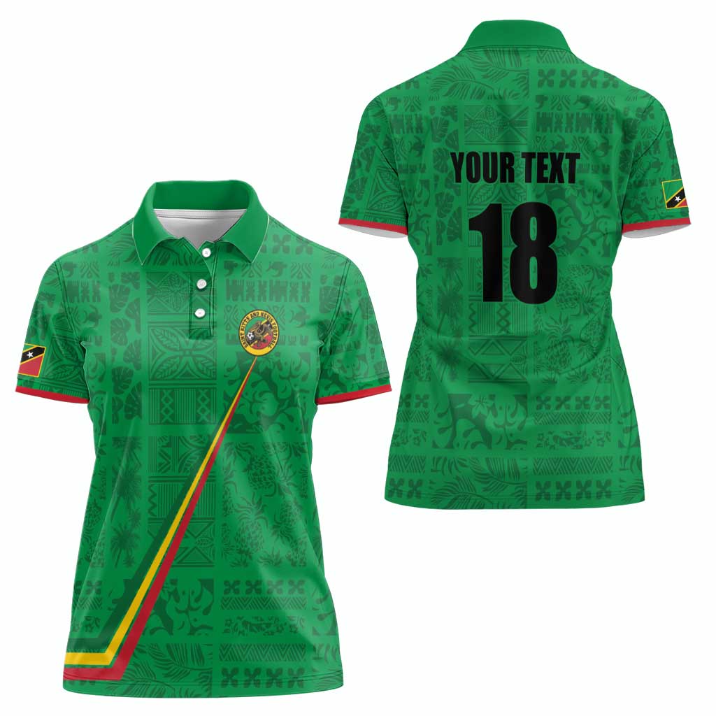 Custom Saint Kitts And Nevis Football Women Polo Shirt Sugar Boyz Green Version - Wonder Print Shop