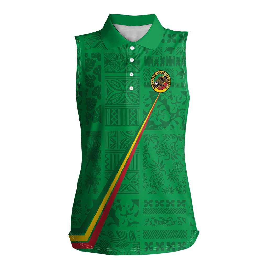 Custom Saint Kitts And Nevis Football Women Sleeveless Polo Shirt Sugar Boyz Green Version - Wonder Print Shop