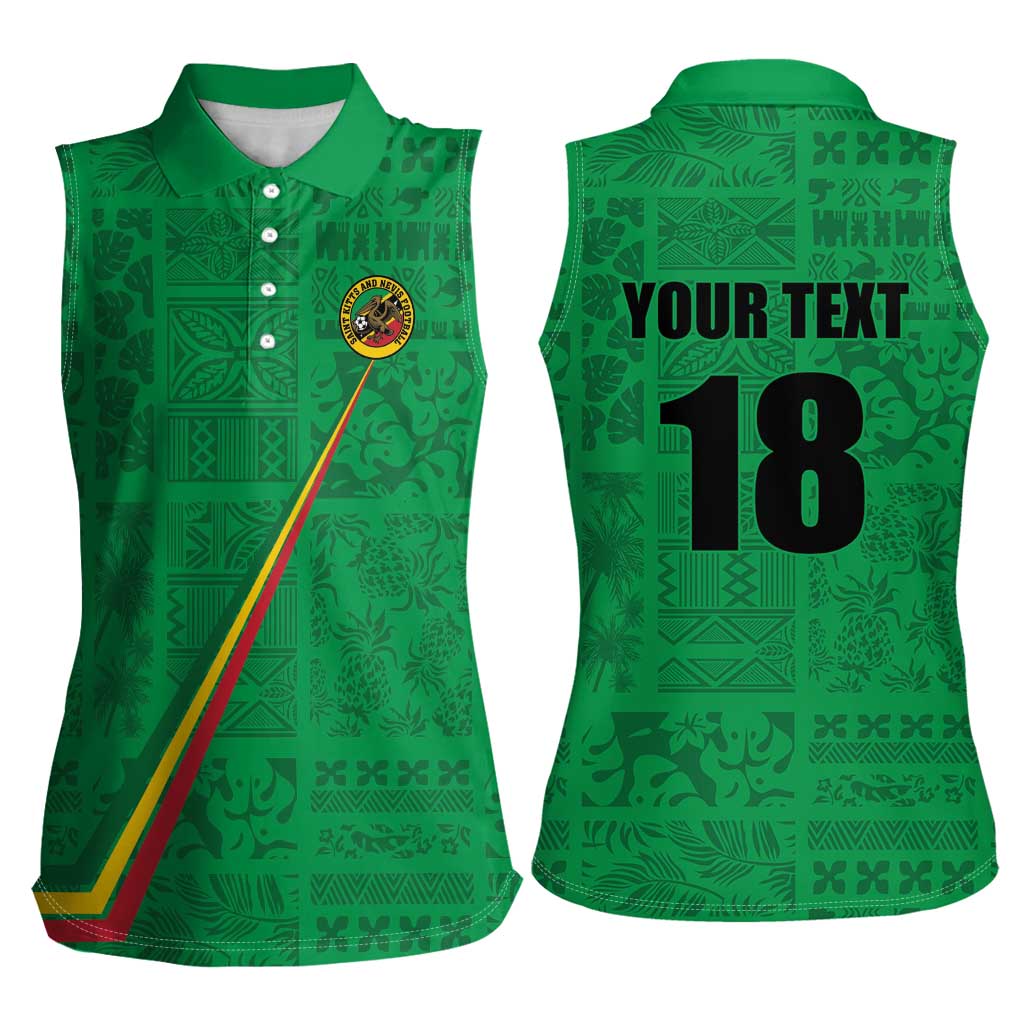 Custom Saint Kitts And Nevis Football Women Sleeveless Polo Shirt Sugar Boyz Green Version - Wonder Print Shop