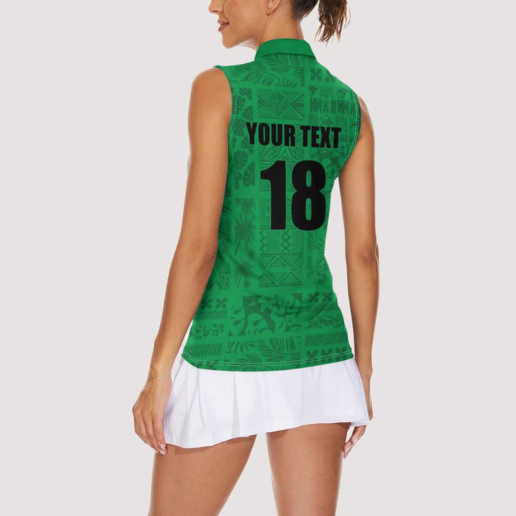 Custom Saint Kitts And Nevis Football Women Sleeveless Polo Shirt Sugar Boyz Green Version - Wonder Print Shop