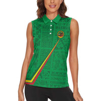 Custom Saint Kitts And Nevis Football Women Sleeveless Polo Shirt Sugar Boyz Green Version - Wonder Print Shop
