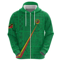 Custom Saint Kitts And Nevis Football Zip Hoodie Sugar Boyz Green Version - Wonder Print Shop