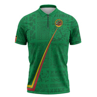 Custom Saint Kitts And Nevis Football Zipper Polo Shirt Sugar Boyz Green Version - Wonder Print Shop