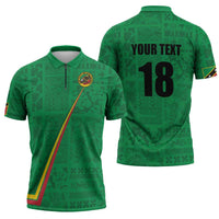 Custom Saint Kitts And Nevis Football Zipper Polo Shirt Sugar Boyz Green Version - Wonder Print Shop
