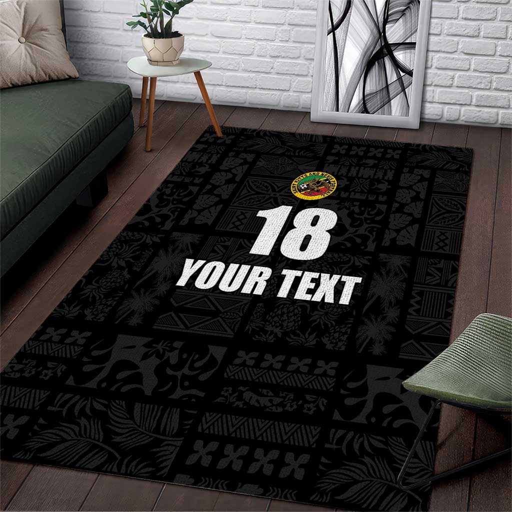 Custom Saint Kitts And Nevis Football Area Rug Sugar Boyz Black Version - Wonder Print Shop