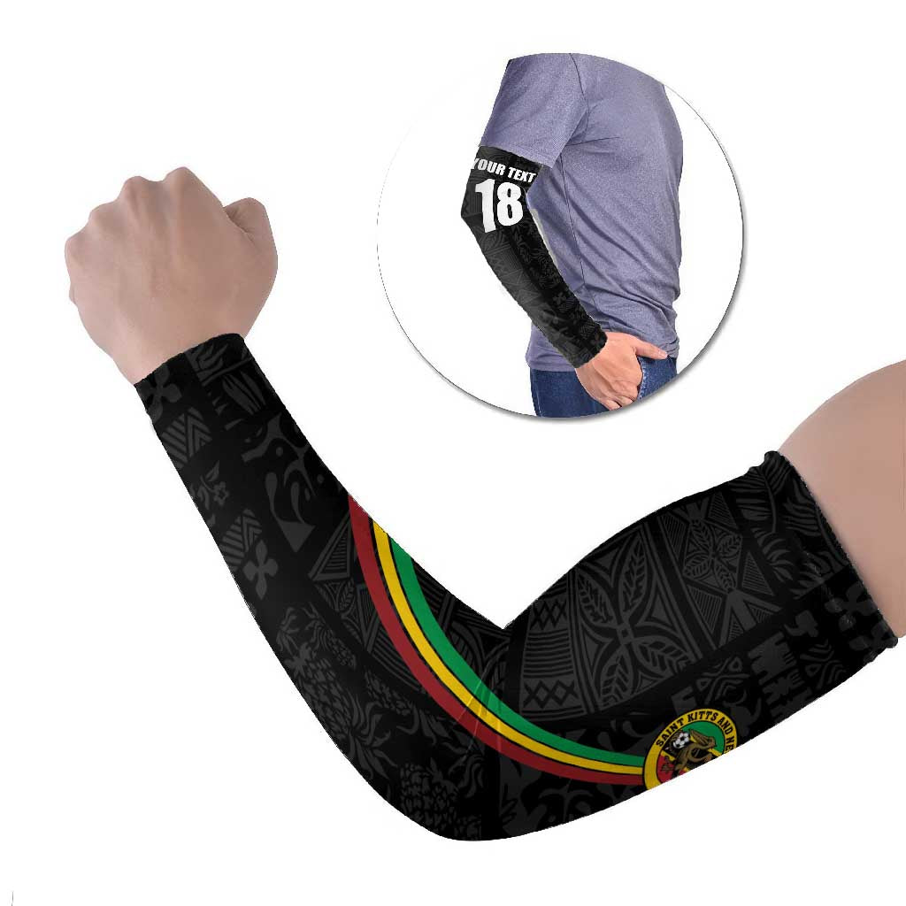 Custom Saint Kitts And Nevis Football Arm Sleeves Sugar Boyz Black Version - Wonder Print Shop