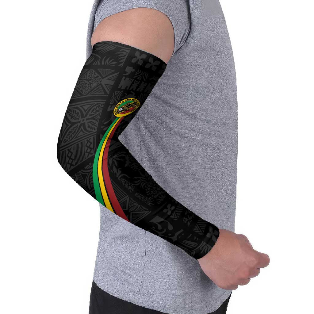 Custom Saint Kitts And Nevis Football Arm Sleeves Sugar Boyz Black Version - Wonder Print Shop
