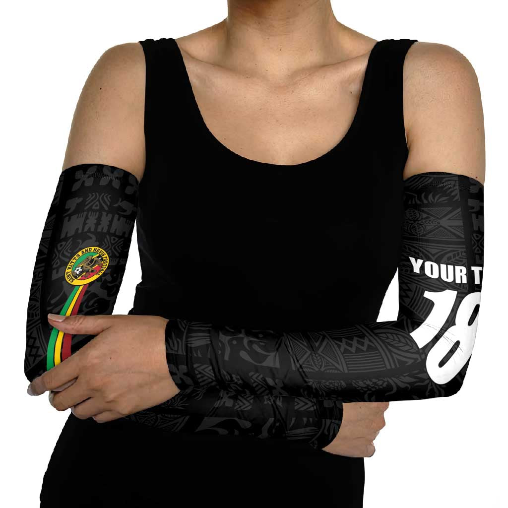 Custom Saint Kitts And Nevis Football Arm Sleeves Sugar Boyz Black Version - Wonder Print Shop
