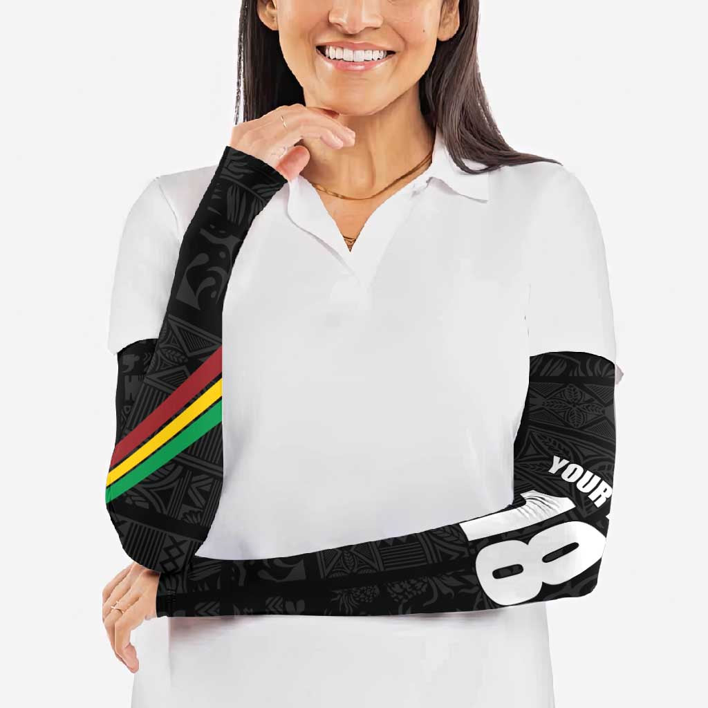 Custom Saint Kitts And Nevis Football Arm Sleeves Sugar Boyz Black Version - Wonder Print Shop