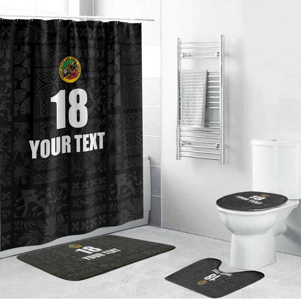 Custom Saint Kitts And Nevis Football Bathroom Set Sugar Boyz Black Version - Wonder Print Shop