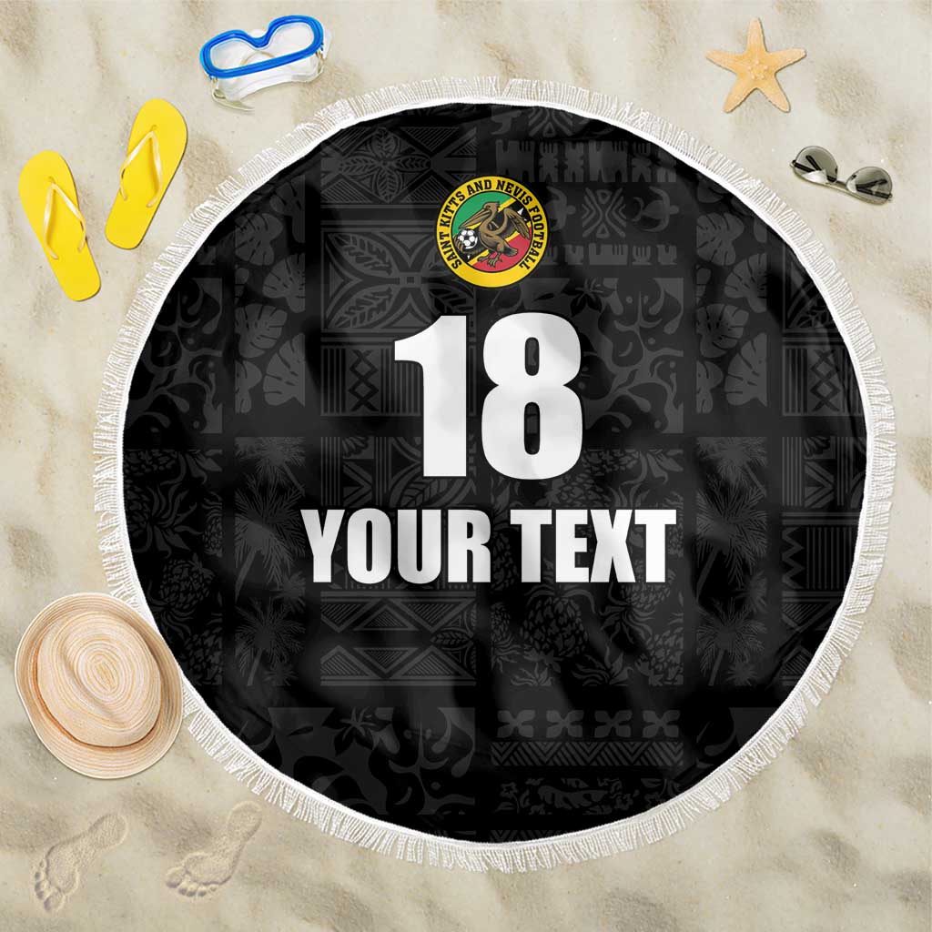 Custom Saint Kitts And Nevis Football Beach Blanket Sugar Boyz Black Version - Wonder Print Shop