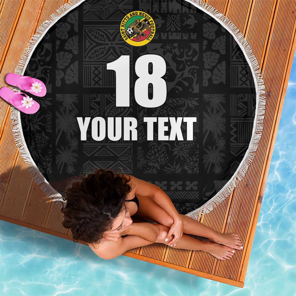 Custom Saint Kitts And Nevis Football Beach Blanket Sugar Boyz Black Version - Wonder Print Shop