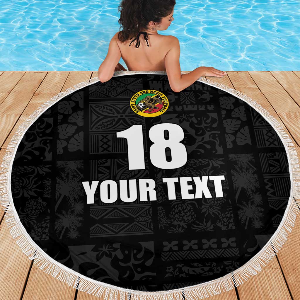 Custom Saint Kitts And Nevis Football Beach Blanket Sugar Boyz Black Version - Wonder Print Shop