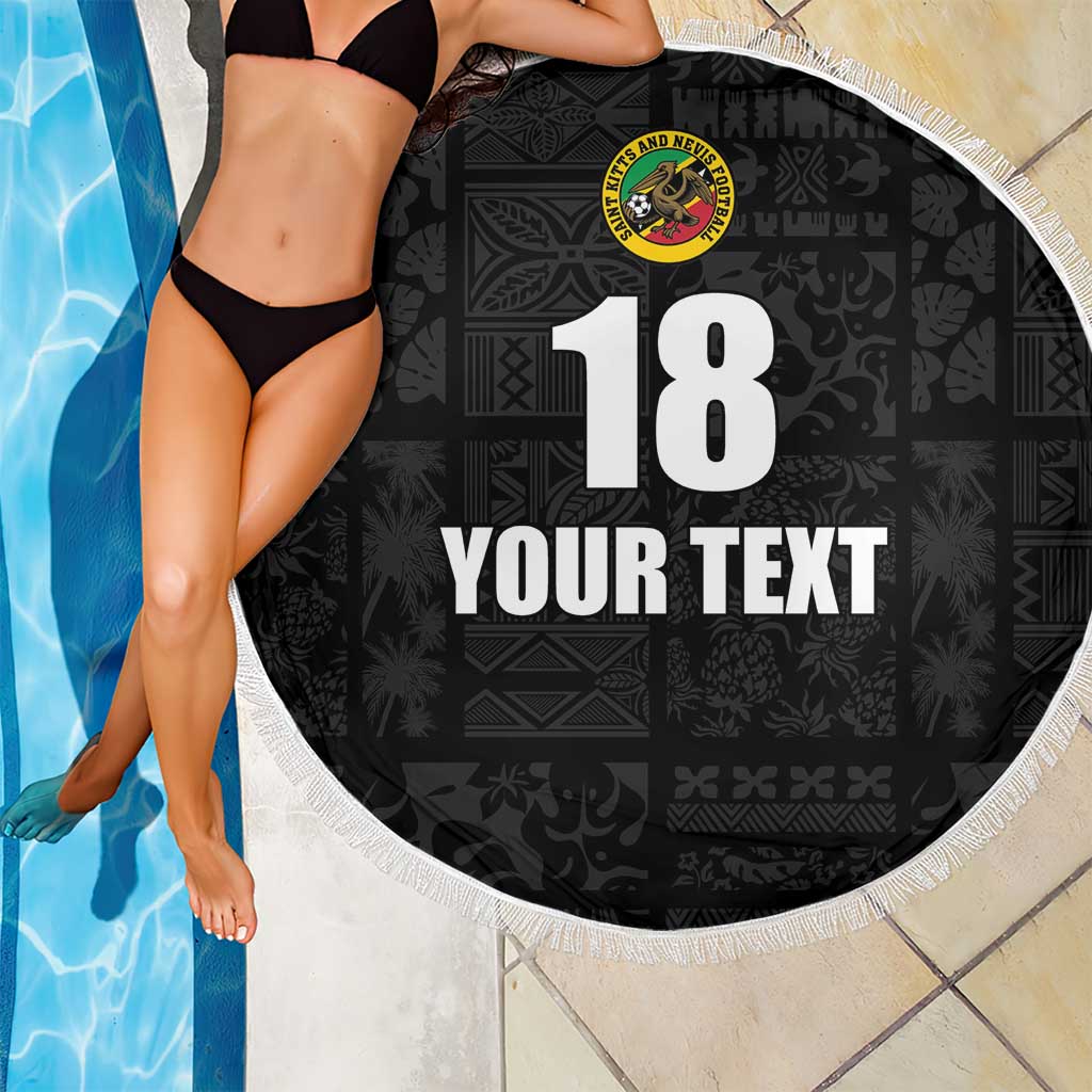 Custom Saint Kitts And Nevis Football Beach Blanket Sugar Boyz Black Version - Wonder Print Shop