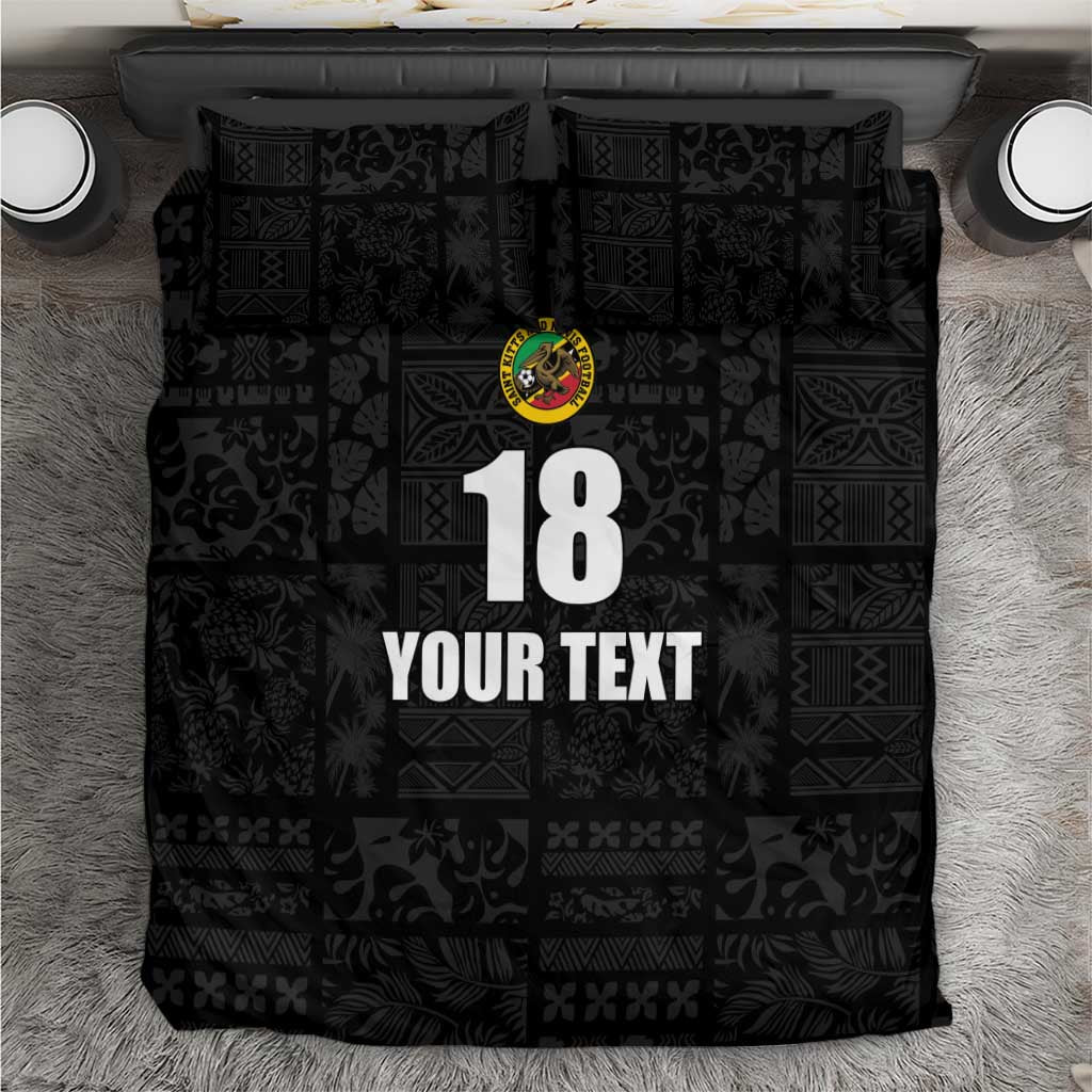 Custom Saint Kitts And Nevis Football Bedding Set Sugar Boyz Black Version - Wonder Print Shop