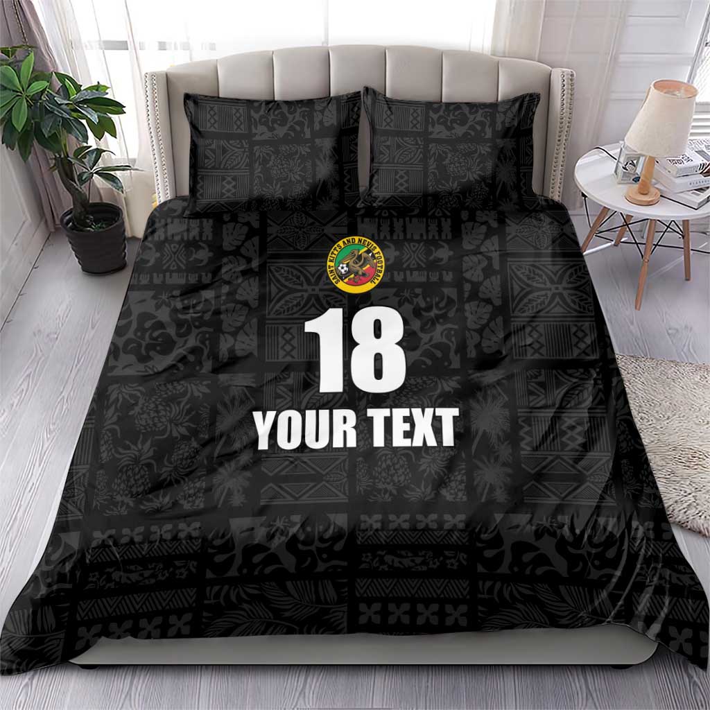 Custom Saint Kitts And Nevis Football Bedding Set Sugar Boyz Black Version - Wonder Print Shop