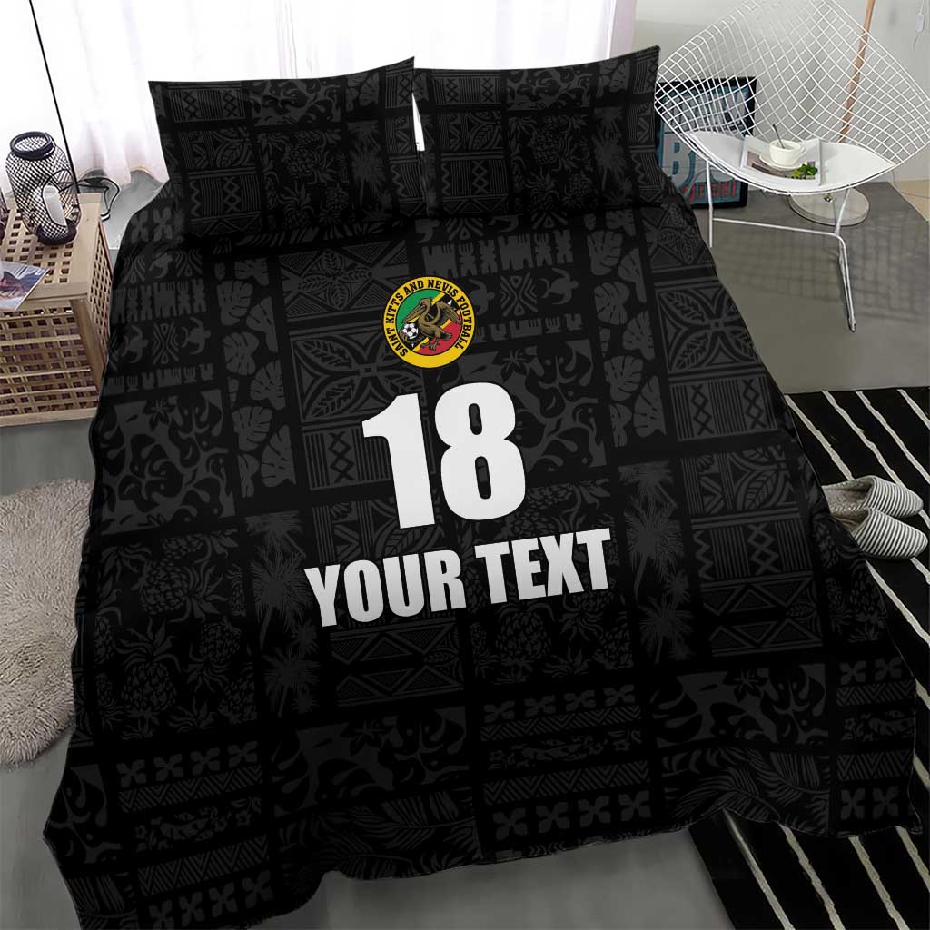Custom Saint Kitts And Nevis Football Bedding Set Sugar Boyz Black Version - Wonder Print Shop