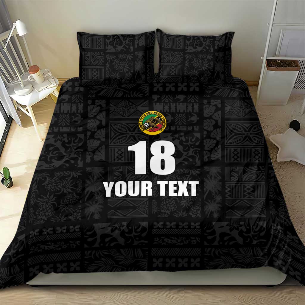 Custom Saint Kitts And Nevis Football Bedding Set Sugar Boyz Black Version - Wonder Print Shop