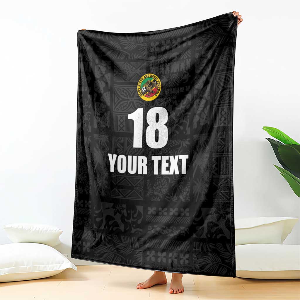 Custom Saint Kitts And Nevis Football Blanket Sugar Boyz Black Version - Wonder Print Shop