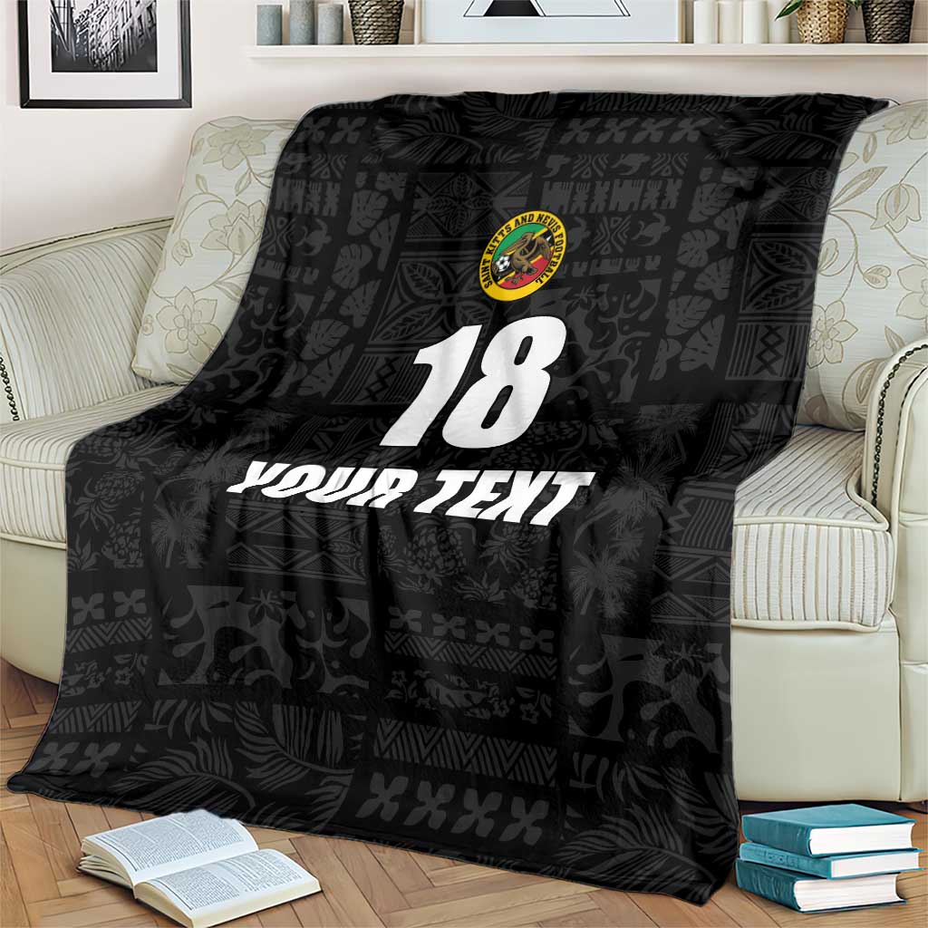 Custom Saint Kitts And Nevis Football Blanket Sugar Boyz Black Version - Wonder Print Shop