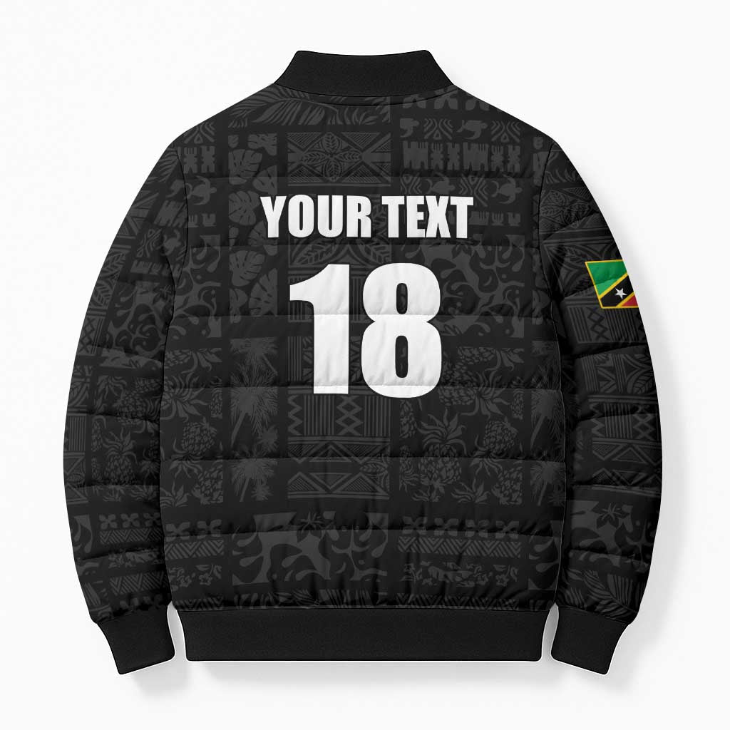 Custom Saint Kitts And Nevis Football Bomber Puffer Jacket Sugar Boyz Black Version - Wonder Print Shop