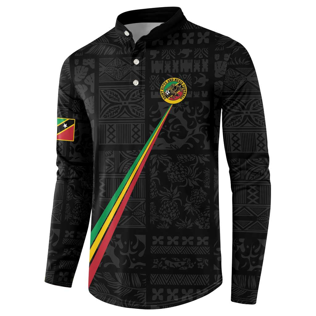Custom Saint Kitts And Nevis Football Button Sweatshirt Sugar Boyz Black Version - Wonder Print Shop
