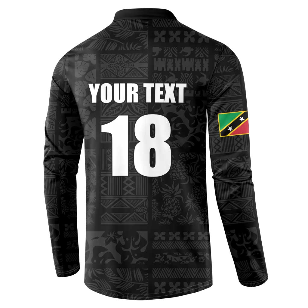 Custom Saint Kitts And Nevis Football Button Sweatshirt Sugar Boyz Black Version - Wonder Print Shop